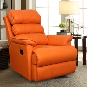 VLF RC- 012 Rocking Revolving Recliner, Fully Comfortable & Durable, Single Seater Sofa, Living Room Recliner Chair, Thickened Padded Arm/Back(Orange)