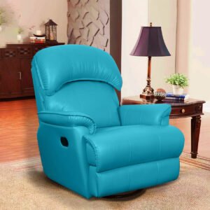 VLF RC- 013 Rocking Revolving Recliner, Fully Comfortable & Durable, Single Seater Sofa, Living Room Recliner Chair, Thickened Padded Arm/Back(Blue)