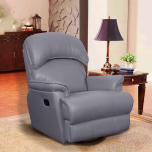 VLF RC- 013 Rocking Revolving Recliner, Fully Comfortable & Durable, Single Seater Sofa, Living Room Recliner Chair, Thickened Padded Arm/Back(Grey)