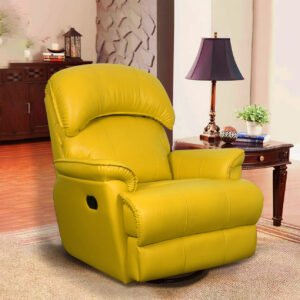 VLF RC- 013 Rocking Revolving Recliner, Fully Comfortable & Durable, Single Seater Sofa, Living Room Recliner Chair, Thickened Padded Arm/Back(Yellow)