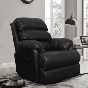 VLF RC- 011 Rocking Revolving Recliner, Fully Comfortable & Durable, Single Seater Sofa, Living Room Recliner Chair, Thickened Padded Arm/Back(Black)
