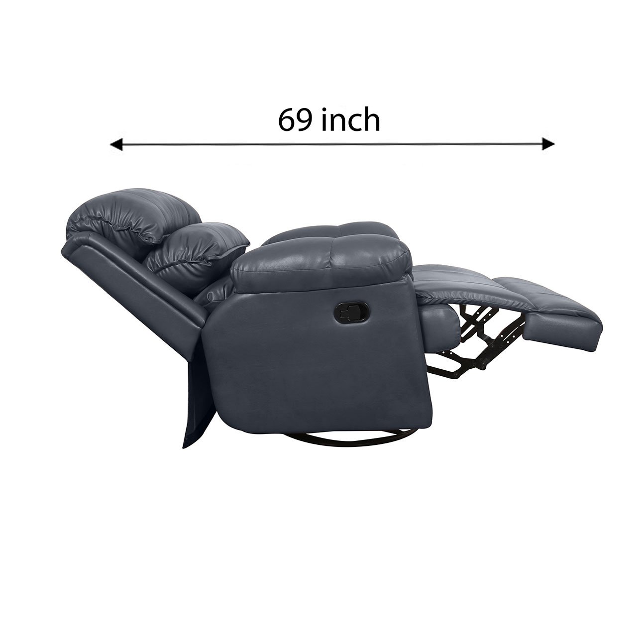 VLF RC- 011 Rocking Revolving Recliner, Fully Comfortable & Durable, Single Seater Sofa, Living Room Recliner Chair, Thickened Padded Arm/Back(Grey) - Image 4