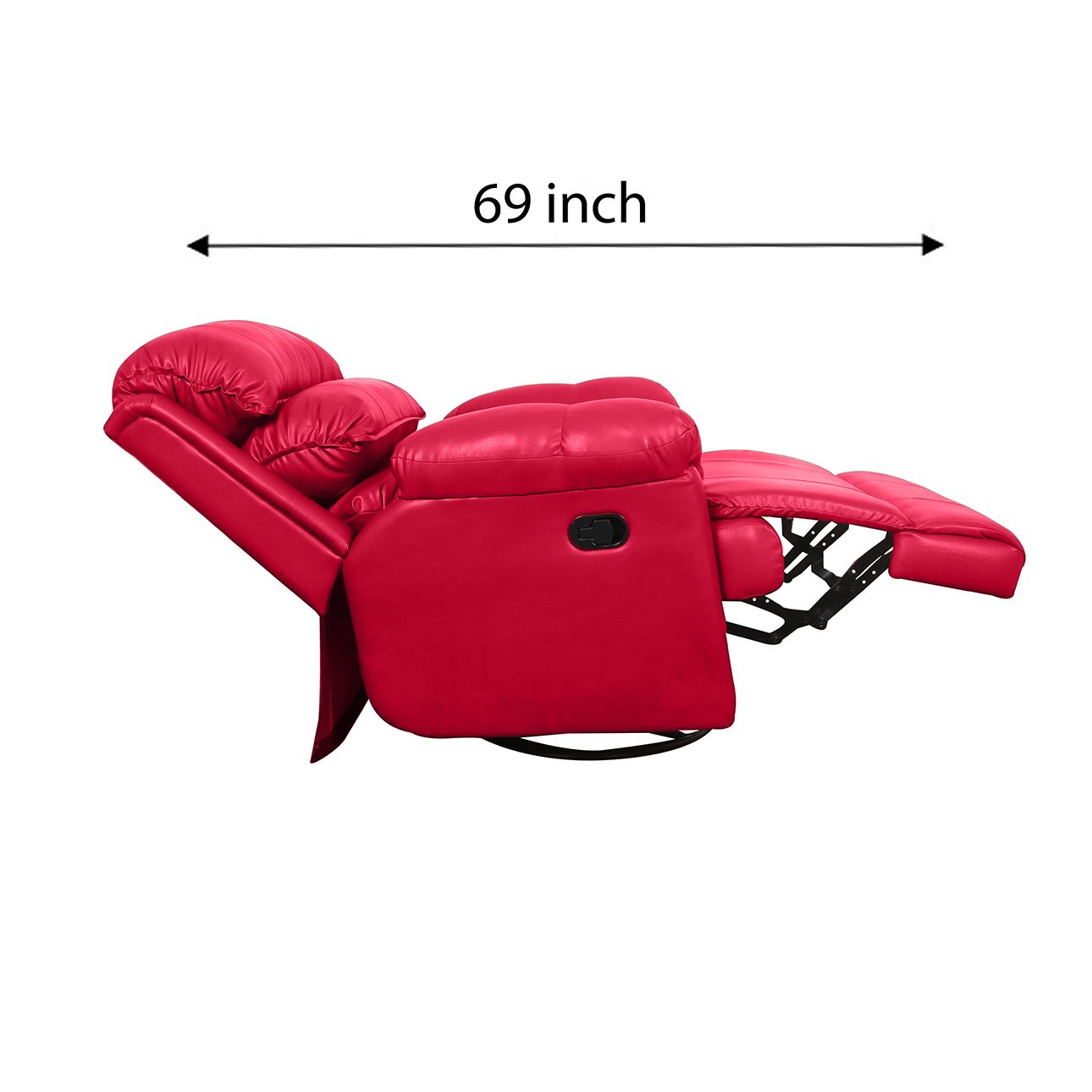 VLF RC- 011 Rocking Revolving Recliner, Fully Comfortable & Durable, Single Seater Sofa, Living Room Recliner Chair, Thickened Padded Arm/Back(Red) - Image 4