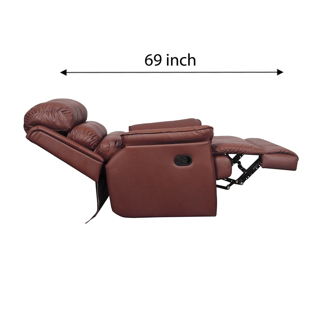 VLF RC- 012 Manual Recliner, Fully Comfortable & Durable, Single Seater Sofa, Living Room Recliner Chair, Thickened Padded Arm/Back(Brown) - Image 4