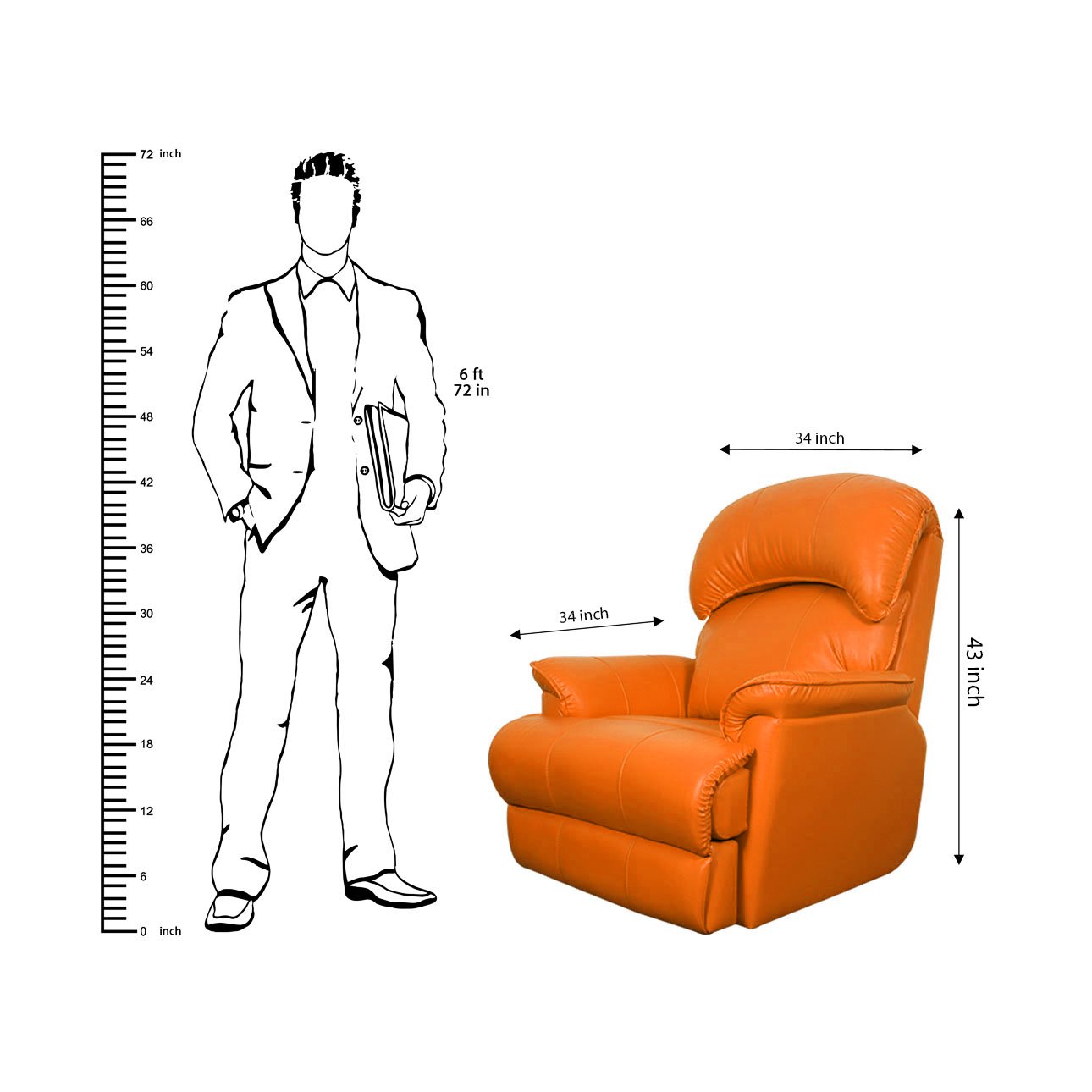 VLF RC- 013 Rocking Revolving Recliner, Fully Comfortable & Durable, Single Seater Sofa, Living Room Recliner Chair, Thickened Padded Arm/Back(Tan) - Image 5